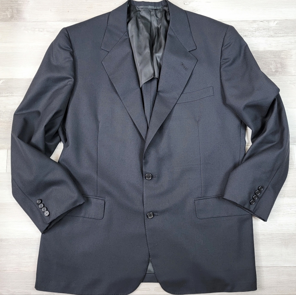 Vintage Oxxford Clothes Neiman Marcus Super 100s Black Sport Coat Mens 44R